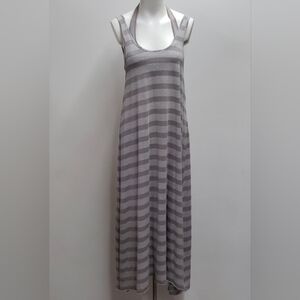 Free People Beach Striped Maxi Dress Striped Halter Attached Bra Women's XS